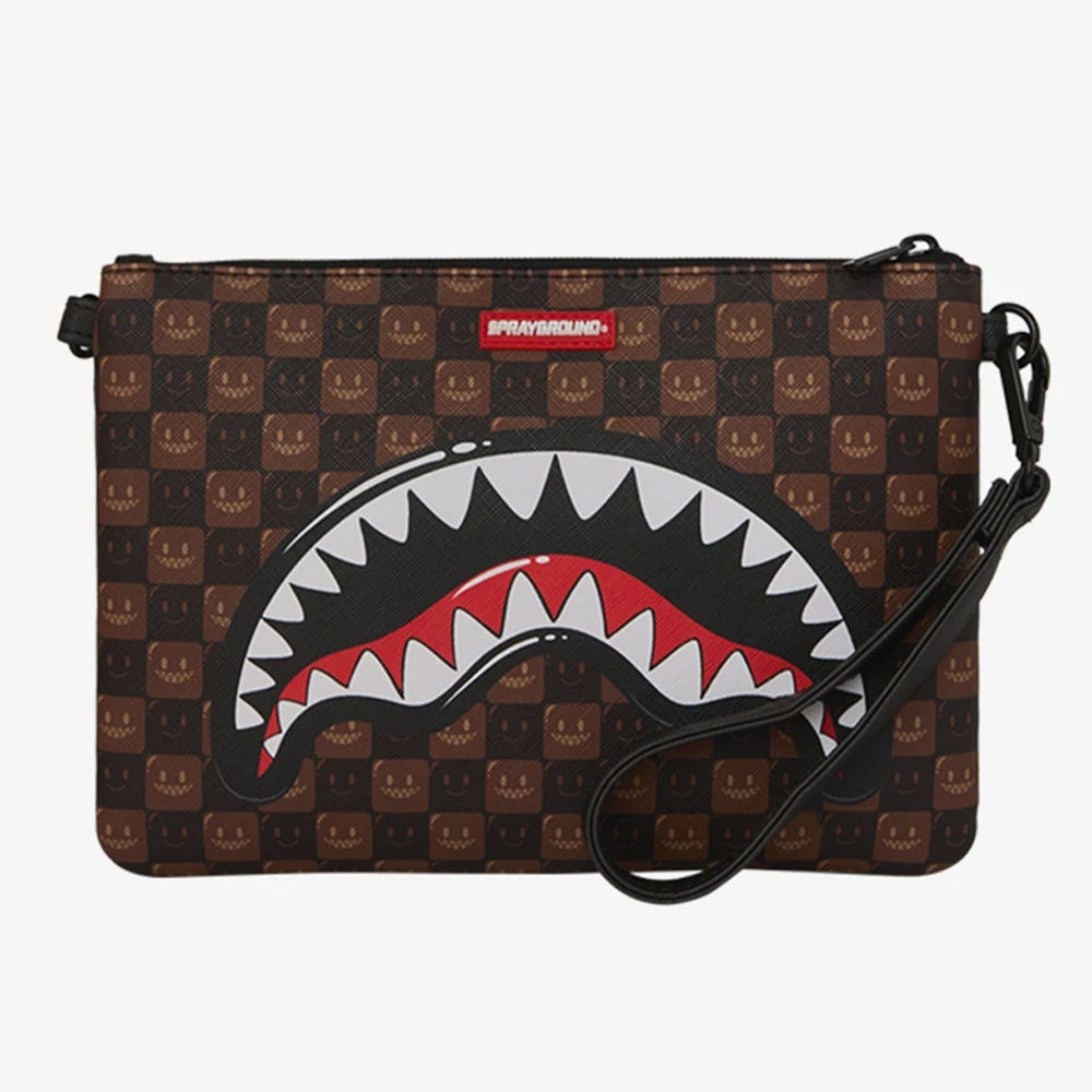 SPRAYGROUND Sharks In Paris Wtf Bubble Brown Check Crossover Clutch Unisex Τσάντα Χιαστί - Χειρός - 2